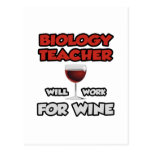Biology Teacher ... Will Work For Wine Post Card