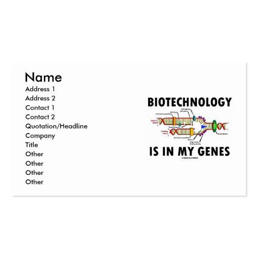 Biotechnology Is In My Genes (DNA Replication) Business Cards (front side)