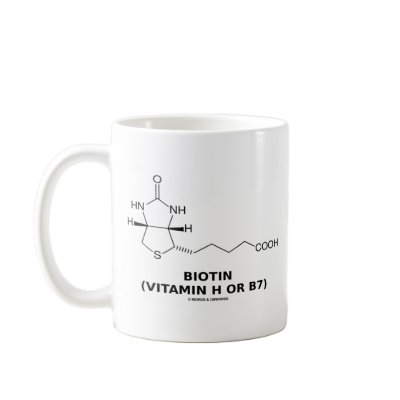 Biotin (Vitamin H Or B7) Chemical Molecule Mugs by wordsunwords