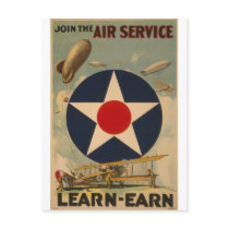 Biplane Blimp Airship Airplane Vintage Art Post Card