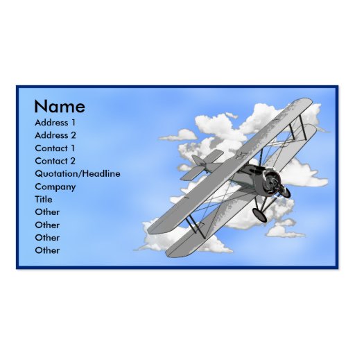 Biplane Business Card Template (front side)