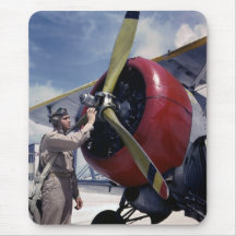 Biplane Pre-Flight Check, 1940s Mousepad