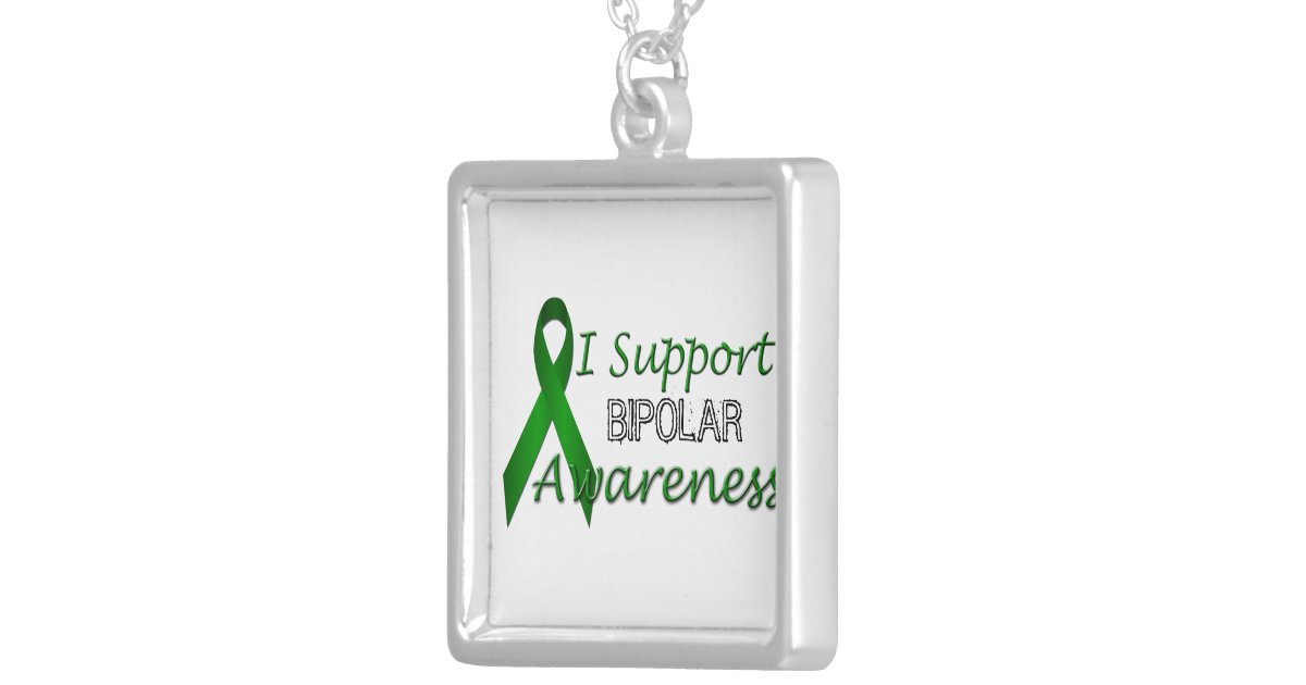 Bipolar Awareness Green Ribbon Sterling Necklace Zazzle