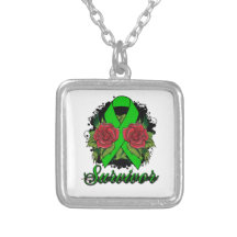 Bipolar Disorder Survivor Rose Grunge Tattoo Personalized Necklace