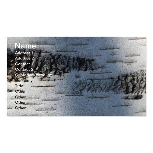 Birch bark 1291 business card template (front side)