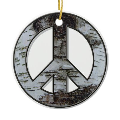 Birch Bark Peace Ornament by threesalamanders