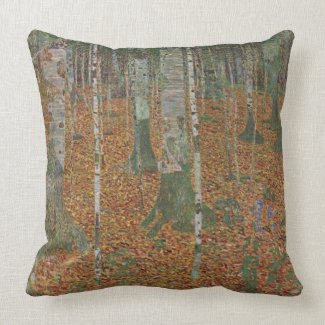 Birch Forest by Gustav Klimt Throw Pillows