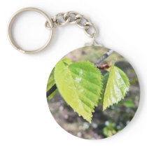 Birch Leaves Green Leaves Key Chain