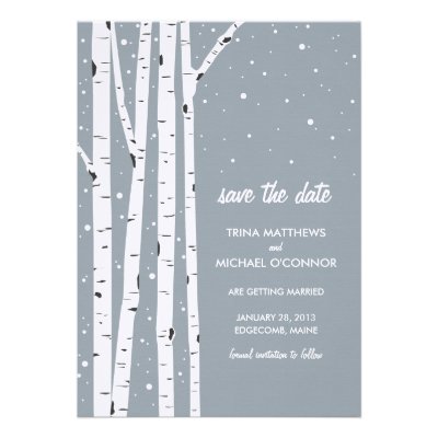 Birch Tree and Snow Save the Date Announcement