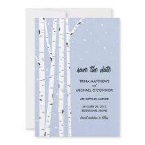 Birch Tree and Snow Save the Date Personalized Announcements