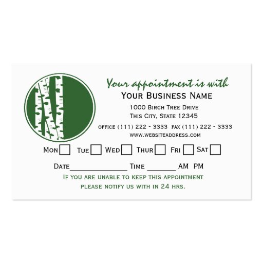 Birch Tree Appointment Card Business Card