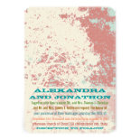Birch Tree Coral and Turquoise Playbill Wedding Invitations