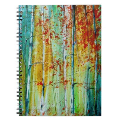 Birch Tree Forest Spiral Note Book by JaniArt