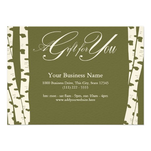 Birch Tree Gift Certificates Personalized Announcement