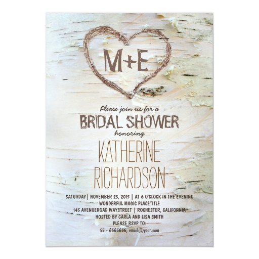 birch tree heart rustic bridal shower invites zazzle rustic bridal shower invites