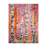 birch tree landscape abstract art Forest postcard