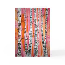 birch tree landscape abstract art greeting card