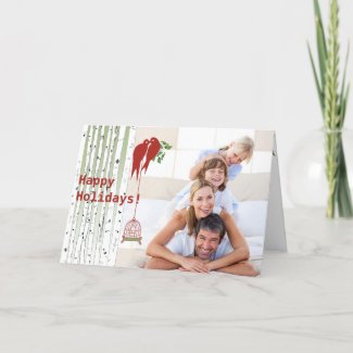 Birch Tree Merry Christmas Card With Your Photo card