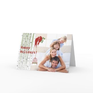 Birch Tree Merry Christmas Card With Your Photo card
