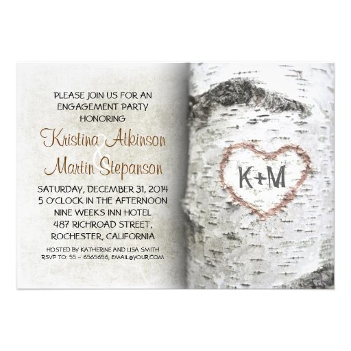 Birch Tree Rustic engagement party Invitations (front side)