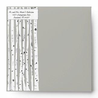 Birch Tree Silver Cloud Wedding Square Envelopes envelope