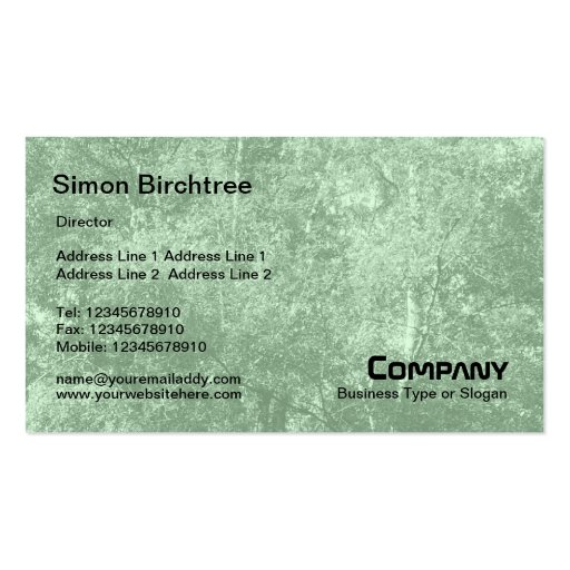 Birch Tree Texture - Light Green (CCFFCC) Business Card (front side)