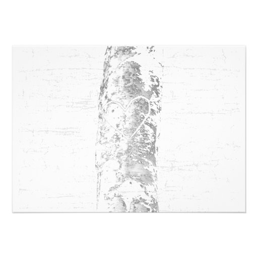 Birch Tree with Carved Heart Inititials Announcements