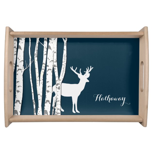 Birch Trees and Deer Serving Tray