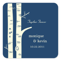 Birch Trees Favor Stickers/ Envelope Seals - Navy