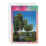BIRCH TREES IN TUSCANY,green pink gold sparkles Personalized Invitations