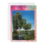 BIRCH TREES IN TUSCANY,green pink gold sparkles Custom Invitations