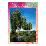 BIRCH TREES IN TUSCANY,green pink gold sparkles Custom Invitations