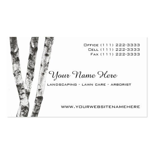 Birch Trees Landscape Arborist Business Card Templates (front side)