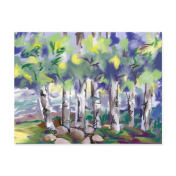 Birch trees painting postcard