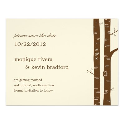 Birch Trees Save The Date Announcement - Almond