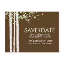 Birch Trees Save the Date Wedding Postcard