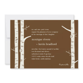 Birch Trees Wedding Invitation - Chocolate invitation