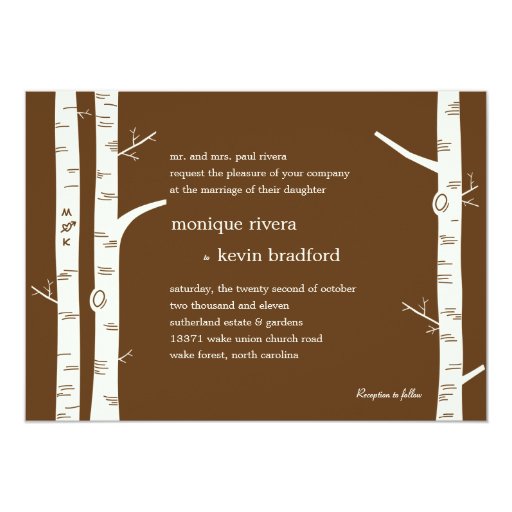 Birch Trees Wedding Invitation - Chocolate