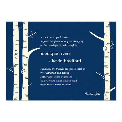 Birch Trees Wedding Invitation - Navy