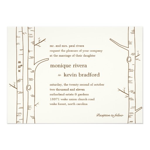 Birch Trees Wedding Invitation - Sketchy