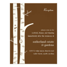 Birch Trees Wedding Reception Card - Chocolate Invites