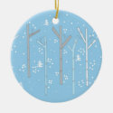Birch Trees with Falling Snow Christmas Tree Ornaments