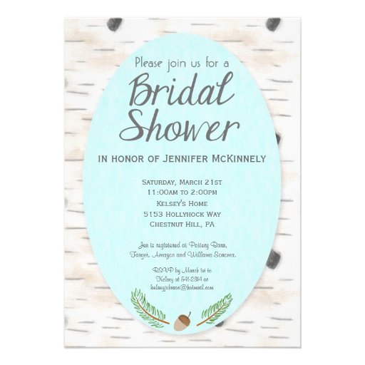 Birch Woodland Hand Drawn Bridal Shower Invitation