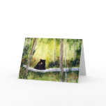 Birches and Bear Blank Greeting Card