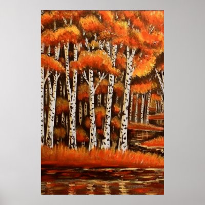 Birches Autumn Landscape Poster by aaanativearts