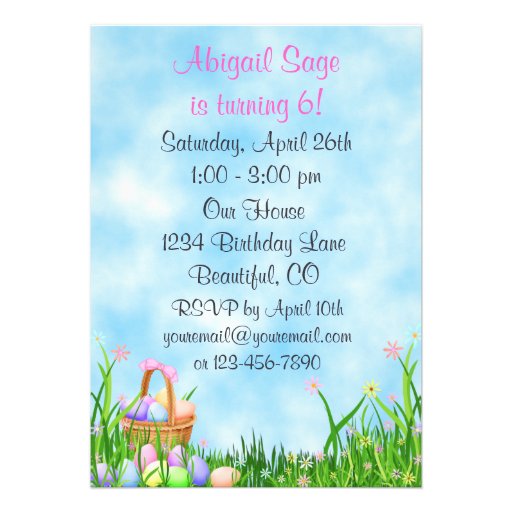Bird and Easter Basket Birthday Invitation ~ Girls