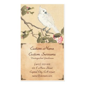 Bird and Flower Album, Cockatoo and Camellia Business Card Template