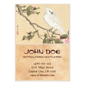 Bird and Flower Album, Cockatoo and Camellia Business Card Template