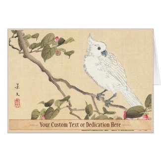 Bird and Flower Album, Cockatoo and Camellia Greeting Card