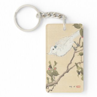 Bird and Flower Album, Cockatoo and Camellia Rectangular Acrylic Keychains